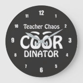 Teacher Chaos Coordinator - Funny Groovy Educator ラージ壁時計 (正面)