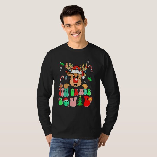 Teacher Christmas Funny 7th Grade Squad Reindeer G Tシャツ (正面フル)