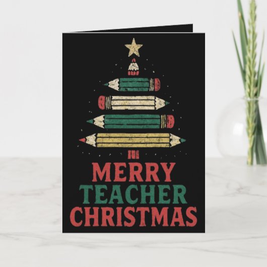 Teacher Christmas Pencil Tree  カード (正面)