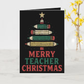 Teacher Christmas Pencil Tree  カード (黄色い花)