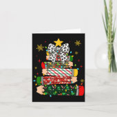 Teacher Christmas Tree Lights Pencil Leopard Print カード (正面)