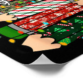 Teacher Christmas Tree Lights Pencil Leopard Print ポスター (角)