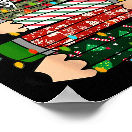 Teacher Christmas Tree Lights Pencil Leopard Print ポスター (角)