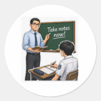 Teacher Classroom Illustration Sticker ラウンドシール
