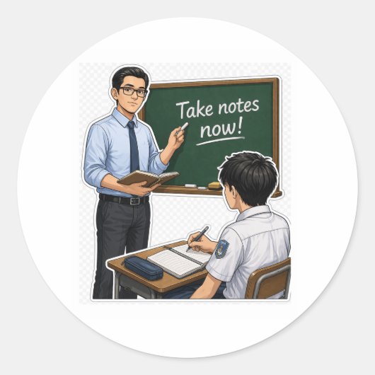 Teacher Classroom Illustration Sticker ラウンドシール (正面)