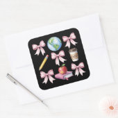 Teacher Coffee Bow Cute Appreciation Gifts  スクエアシール (封筒)