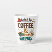 Teacher Coffee Mug – Coffee & Patience Gift for Te カフェラテマグ (正面)