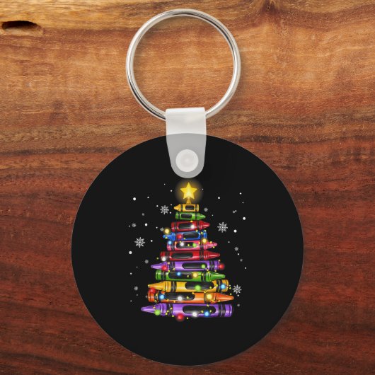 Teacher Crayon Christmas Tree Lights Student Schoo キーホルダー (正面)