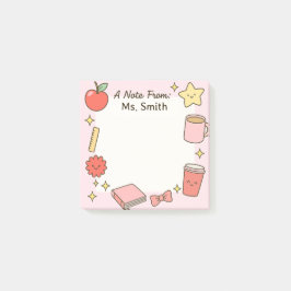 Teacher Cute Pink Personalize Post-It Sticky Notes ポストイット