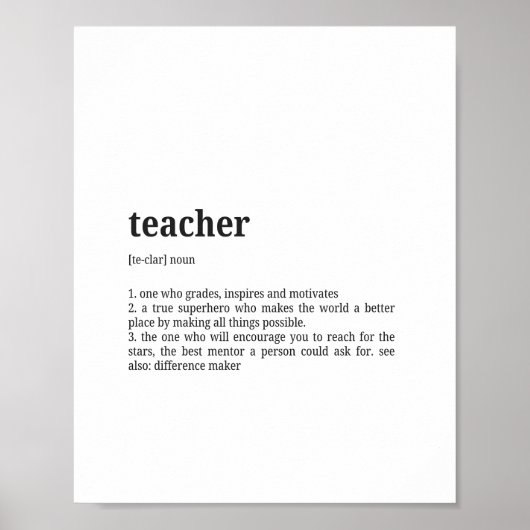 Teacher Definition Dictionary Wall Art ポスター (正面)
