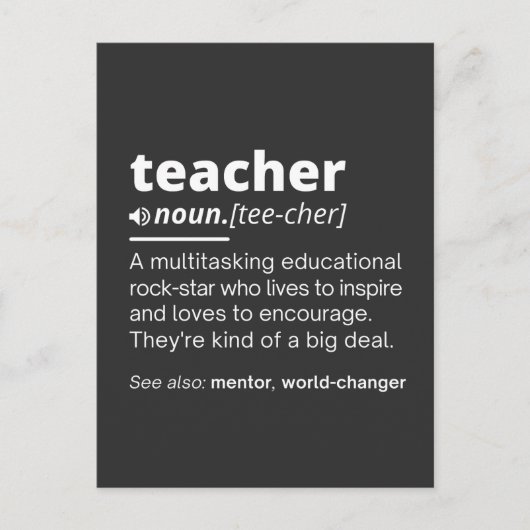 Teacher Definition - Funny Teaching School Teacher ポストカード (正面)
