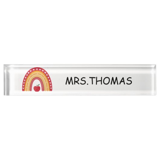 Teacher Desk Nameplate – Rainbow Design デスクネームプレート (正面)