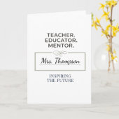 Teacher. Educator. Mentor. Custom Retirement Gift カード (黄色い花)
