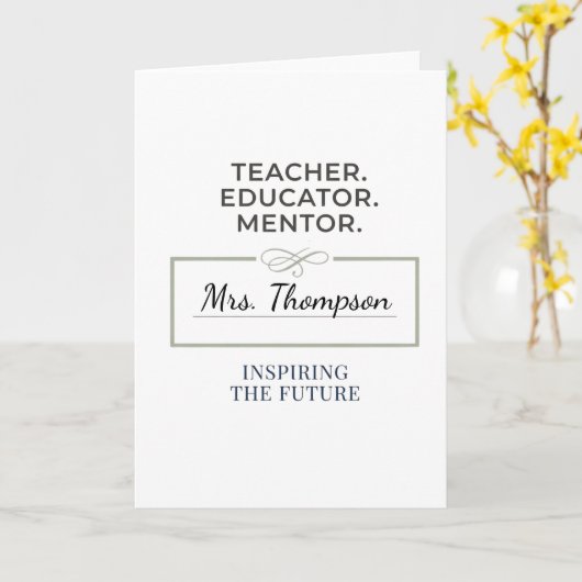 Teacher. Educator. Mentor. Custom Retirement Gift カード (黄色い花)