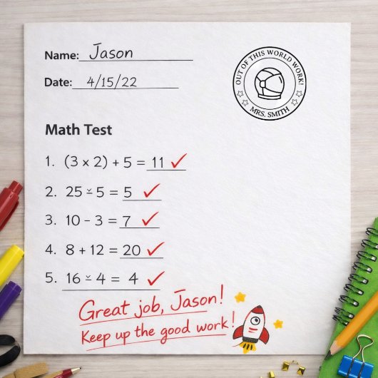 Teacher Feedback Stamp – “Out of This World Work! ラバースタンプ