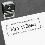 Teacher from the library of bookplate セルフインキングスタンプ<br><div class="desc">Bookplate self-inking stamp in a whimsical,  hand drawn handwritten style.</div>