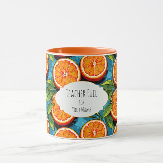 Teacher Fuel Orange – Personalized Coffee Mug マグカップ (中央)