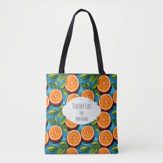 Teacher Fuel Orange – Personalized Tote Bag トートバッグ (正面)