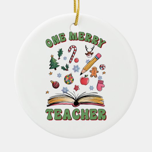Teacher Gift | 一人の幸せな先生 セラミックオーナメント (正面)