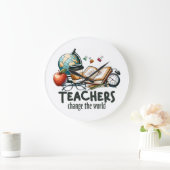 Teacher Gift | 世界を変える先生へ ラージ壁時計 (ホーム)