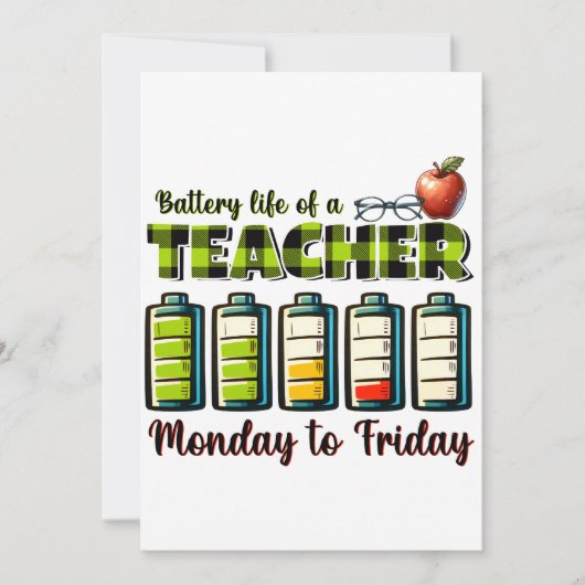 Teacher Gift | 先生のバッテリー寿命 招待状 (正面)