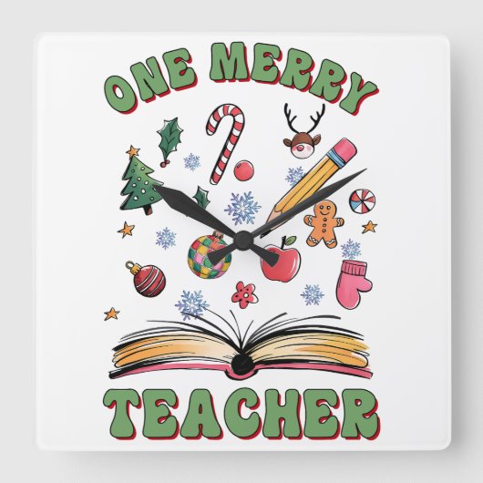 Teacher Gift | 楽しい先生 スクエア壁時計 (正面)