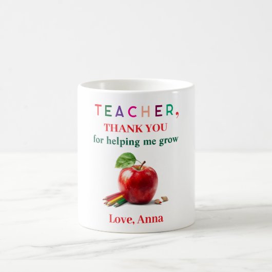 Teacher Gift – Apple Mug with Thank You Message コーヒーマグカップ (中央)