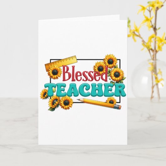 Teacher Gift | Blessed Teacher カード (黄色い花)