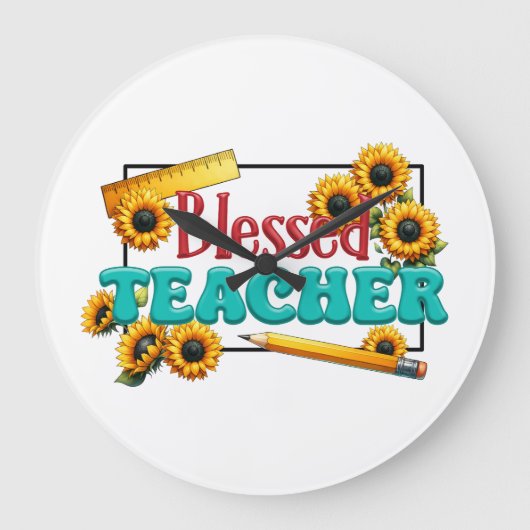 Teacher Gift | Blessed Teacher ラージ壁時計 (正面)