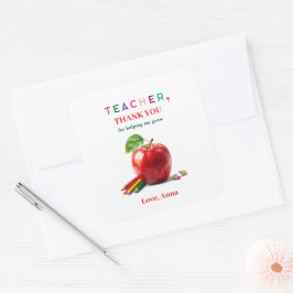 Teacher Gift - Sticker with Thank You Message スクエアシール
