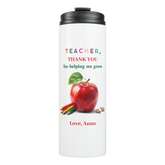 Teacher Gift – Thermal Tumbler Thank You Message タンブラー (正面)