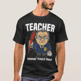 TEACHER - GRAMMAR POLICE CHIEF Tシャツ