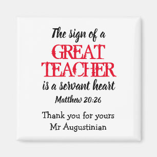 Teacher GREAT SERVANT HEART Personalized マグネット