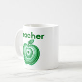 Teacher Green Apple Rings Gift コーヒーマグカップ (正面左)