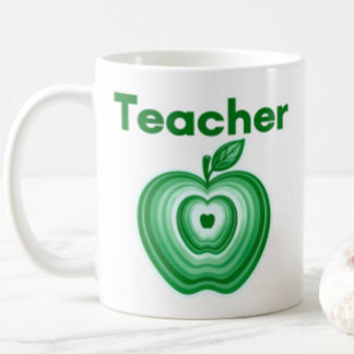 Teacher Green Apple Rings Gift コーヒーマグカップ