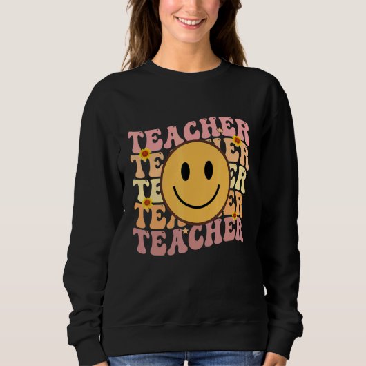 Teacher Groovy Retro Hippie 3 スウェットシャツ (正面)