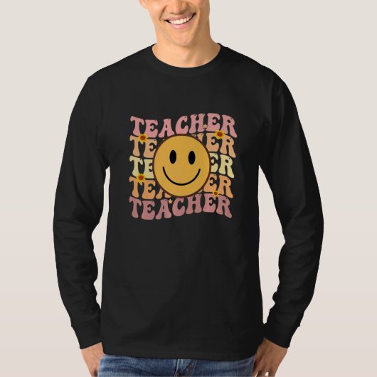 Teacher Groovy Retro Hippie  3 Tシャツ (正面)