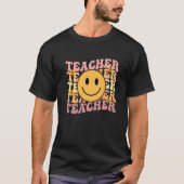 Teacher Groovy Retro Hippie 3 Tシャツ (正面)