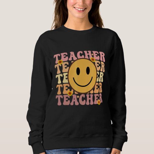 Teacher Groovy Retro Hippie 4 スウェットシャツ (正面)