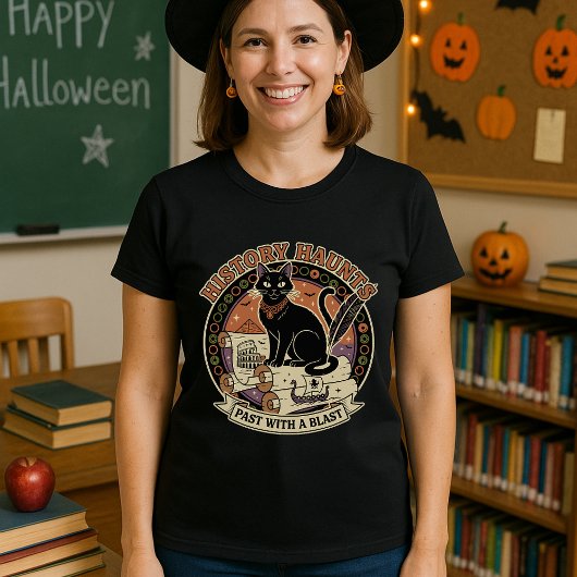 Teacher Halloween History Haunts  Cat & Scroll Tシャツ