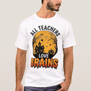 Teacher Halloween Love Brains ヴィンテージデザイン_1 Tシャツ