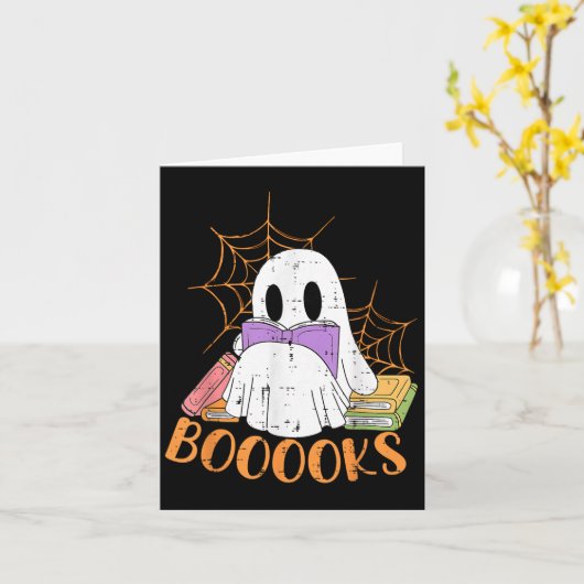 Teacher Halloween Shirt Ghost Teacher Book Library カード (黄色い花)