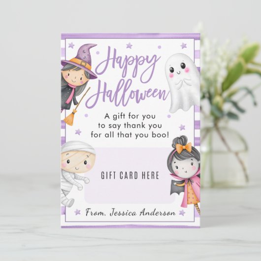 Teacher Happy Halloween Coffee Gift Card holder 招待状 (スタンド正面)