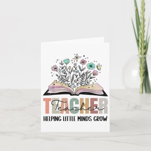 Teacher Helping Little Minds Grow Book Flower Back カード (正面)