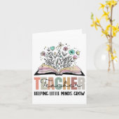 Teacher Helping Little Minds Grow Book Flower Back カード (黄色い花)
