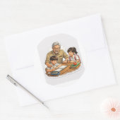 Teacher Helping Students Sticker ラウンドシール (封筒)