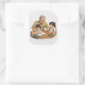 Teacher Helping Students Sticker ラウンドシール (バッグ)