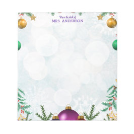 Teacher Hollyday Floral Lit-up Christmas ノートパッド