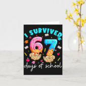Teacher I Survived 67 Days Of School Funny Meme Ba カード (黄色い花)