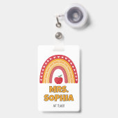 Teacher ID Badge Holder – Rainbow Design バッジ (正面（伸縮クリップ）)